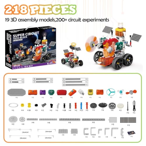 2-in-1 STEM Kit for Kids 3+, 218 Pcs Circuit & Car Building Set