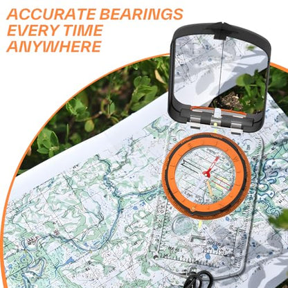 Sportneer Compass Hiking Survival, Camping Accessories Orienteering Compass with Mirror Boy Scout Compass for Kids Gifts Hiking Camping Backpacking Map Navigation