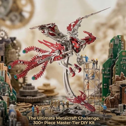3D Metal Puzzles for Adults, Mechanical Phoenix Bird Model Kit - color: Phoenix-red