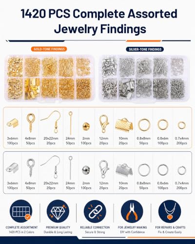 Jewelry Making Kit - Jewelry Repair Tools with Pliers, Beading & Craft Wire