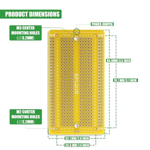 10 Pcs Solderable Breadboard PCB Board Gold-Plated Solder Breadboard for DIY Electronics Projects Apply to Soldering Projects 3.5"x2.05" (Yellow) - color: Yellow