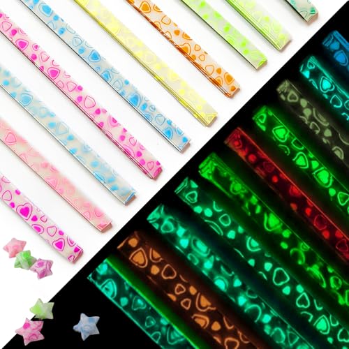 Jtnohx Luminous Origami Star Paper Strips Luminous Origami Heart-shaped - color: heart-shaped