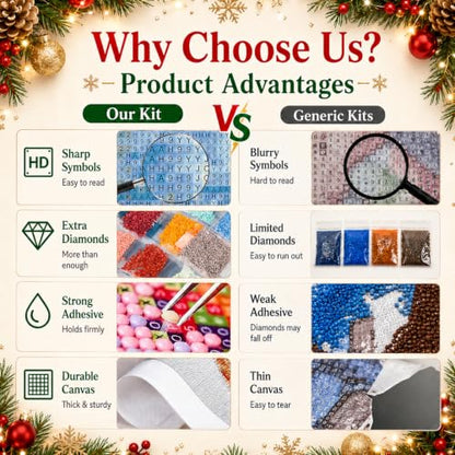 AUKELHJ Christmas Diamond Art Kits for Adults, Diamond Painting, 12x16 Inch - color: 03-Christmas, size: 12X16 inch