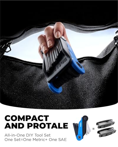 Kraftek toolant 17PCS Folding Allen Wrenches Sets(Metric and SAE), Metric Allen Key Set 1.5mm- 8mm, SAE Hex Key Set 5/64”- 1/4", Folding Hex Keys for Home Repair and Bikes(EDC),gift for men - size: 17PCS (Folding - Metric&SAE)