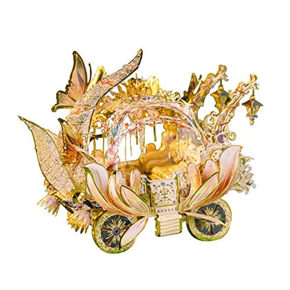 MU 3D Fairy Series Metal Puzzle Model Kits Cinderella's Elf Carriage, Princess Magic Palace Miniature Building, DIY Birthday Xmas Gift Toy Sets - color: Elf Carriage