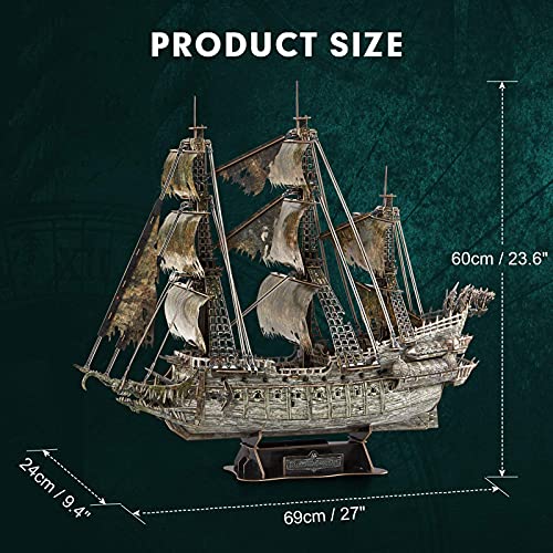 CubicFun Flying Dutchman 3D Pirate Ship Puzzle with Green LEDs, 360 Pieces - style: Green LED Flying Dutchman