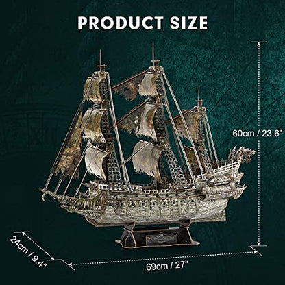 CubicFun Flying Dutchman 3D Pirate Ship Puzzle with Green LEDs, 360 Pieces - style: Green LED Flying Dutchman