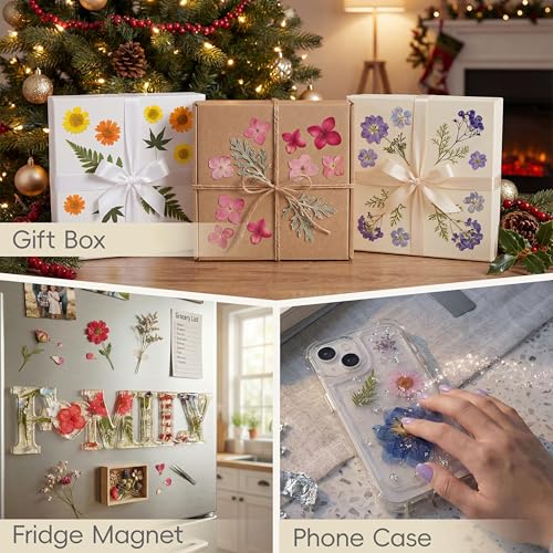 LUXEEASE 80P Vibrant Multicolor Dried Pressed Flowers - color: Warm Toned Flowers 80p