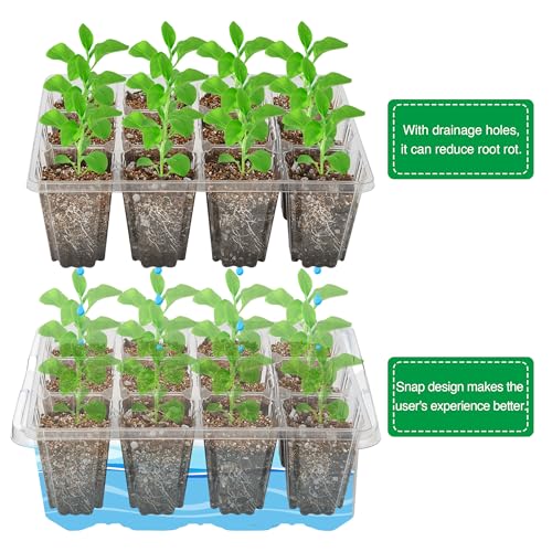 Bonviee 10-Pack Seed Starter Trays, Tall Dome, Base, 12-Cell Tray, Clear - color: Clear, size: 10 Packs