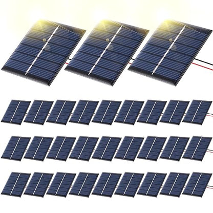 Kanayu 30 Pcs Mini Solar Panels 3V 120MA Small Polycrystalline Solar Cells Bulk DIY System Kits Epoxy Panel Module Photovoltaic Cells Charger 60 x 55 mm for Light Phone Charger Flashlight - size: 60 x 55 mm