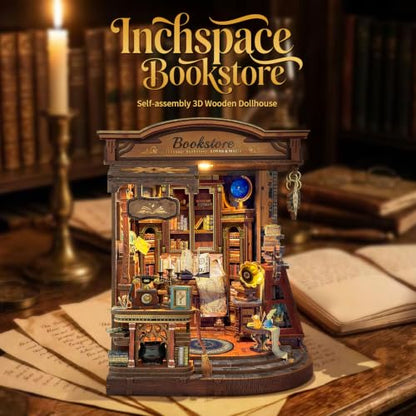 Book Nook Kit DIY Miniature House 3D Wooden Puzzle - Inchspace Bookstore - color: Inchspace Bookstore