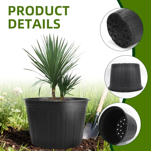 30 Pack 5 Gallon Plastic Nursery Pots,12.8 Inch Thickened Soft Plant Pots with Drainage Holes,Flower Planter Container for Seedlings Garden,Indoor and Outdoor - size: 5 gallon