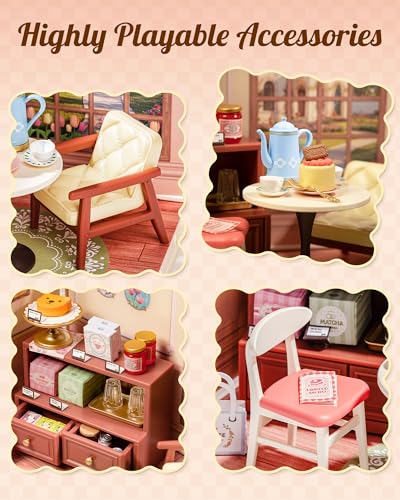 Rolife Super Creator Mini Series Tea-Break, DIY Plastic Miniature Kits Retail Store Series, Mini Model House Building Set for Teens Aged 14+, DIY Crafts/Hobbies for Adults (Honey Tea Lounge) - style: Honey Tea Lounge