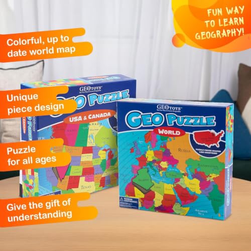GeoPuzzle USA/Canada & World Jigsaw Puzzles, 2-Pack Puzzle for Kids - color: 2 Sets-usa/Canada & World