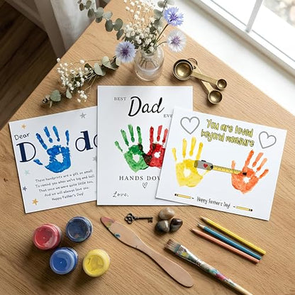 Fathers Day Crafts from Kids - Custom Handprint Set 3, Personalized Best Dad Ever Handprint Kit Family Handprint Craft Keepsake Personalized Fathers Day Dad Gifts from Kids Daughter Son for New Dad - color: Dadhandprintcard