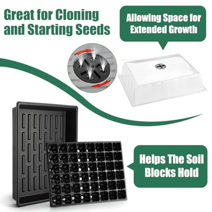 RooTrimmer 5-Pack No-Drip Seed Starting Trays with 4" Humidity Dome - size: 5p Trays+Domes+48 Cells