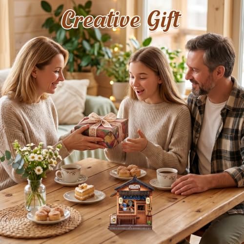 Cutefun DIY Miniature House Kit, 103 Pcs 3D Wooden Puzzle Tiny House - color: Kagawa Udon House