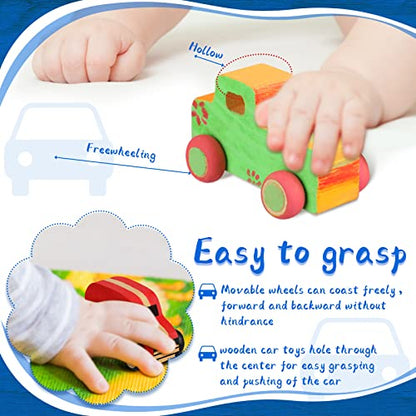 Chivao 24 Pcs Unfinished Wooden Cars, Kids Paintable DIY Toys,Novelty Style - color: Novelty Style