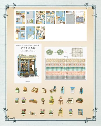 Cutefun Book Nook Kit - DIY Miniature Dollhouse Kit for Adults and Teens - color: Anna's Blue Blossom
