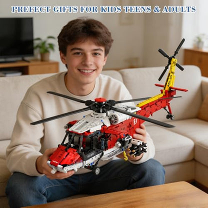 1528PCS Rescue RC Helicopter Building Block Set with Remote Control - color: Red