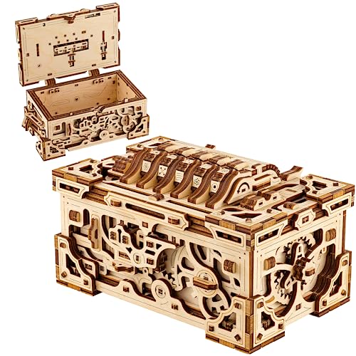 Wood Trick Enigma Chest Puzzle Box 3D Wooden Puzzles for Adults to Build - color: Enigma Chest
