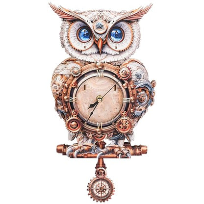 KAAYEE 3D Puzzles for Adults Mechanical Owl Clock DIY Wooden Puzzle Craft - color: Owl