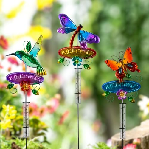 3 Pcs Rain Gauge Outdoor, 5 Inch Tube Rain Gauge with Welcome Sign - color: 3 Pcs-Welcome Sign