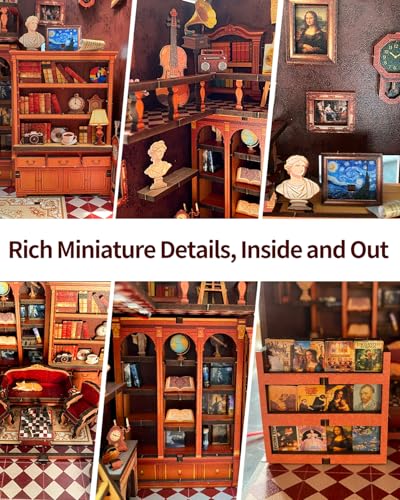 DIY Book Nook Kit Miniature House with Warm Light, Time Bookstore 3D Wooden Puzzles, Mini Bookstore Dollhouse Craft Kit for Adults&Teens, Bookshelf Insert Decor,Creative Gift for Shelf,Desk&Home Décor