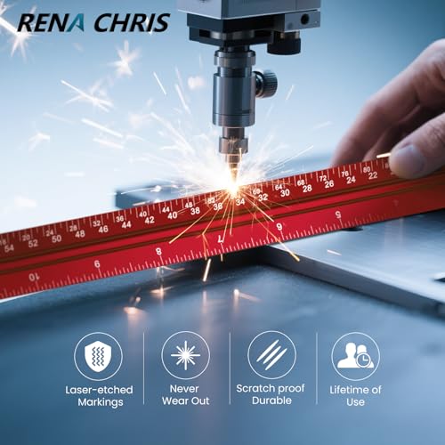 Rena Chris Architectural Scale - 12" Aluminum Triangular Scale Ruler (Red) - color: Red