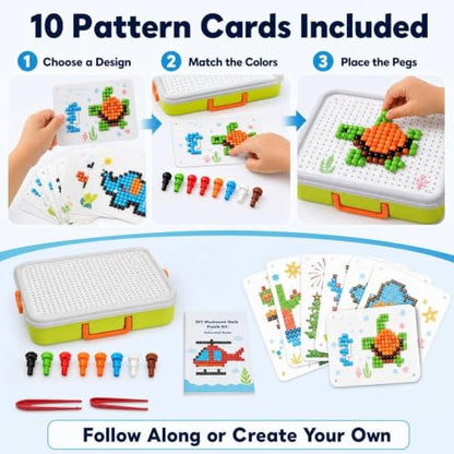 3D Mushroom Nail Puzzle for Kids – STEM Building Peg Set