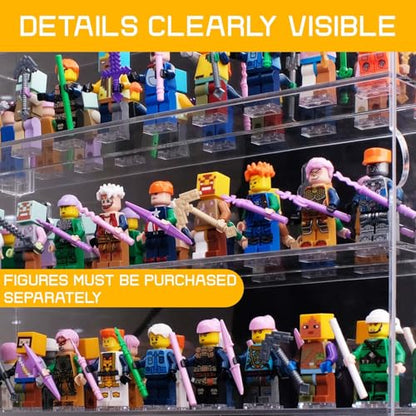Acrylic Minifigure Display Case, Clear Display Cases for Collectibles with Mirrored, Figure Building Blocks Shadow Box, Small Anime Figure Thimble Showcase Holds 40 Minifigs (Figure not Included) - size: Minifigure Display Case
