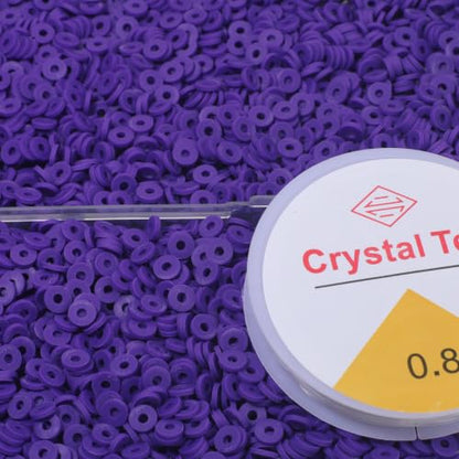 4000pcs Dark Purple Clay Beads,6mm Heishi Bead Polymer Flat Round Disc Bulk Beads for Jewelry Making,DIY Friendship Bracelet and Necklace Craft - color: Dark Purple