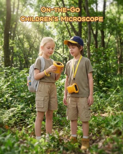 1000X Digital Microscope for Kids Handheld, 4K 2.4" IPS Screen Portable Mini Pocket Microscope 2MP Camera, STEM Educational Toy Birthday for Boys Girls Ages 3-6 6-12,Yellow - color: yellow
