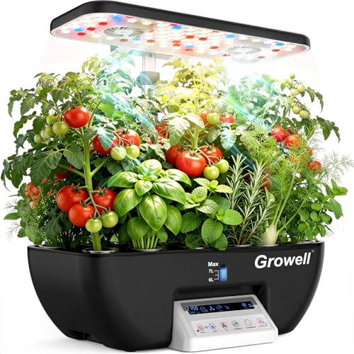 Growell 17 Pods Hydroponics Growing System Kit, Indoor Garden with 2 Fans - color: Black-white Screen