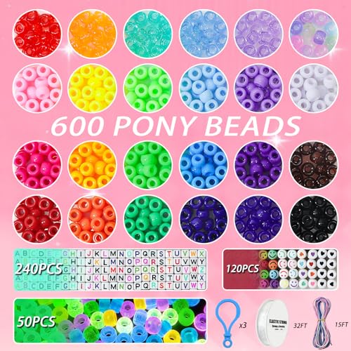 YMSDZHL 1000PCS Neon Kandi Pony Beads Letter Bead Bracelet Making Kit - size: 1000PCS