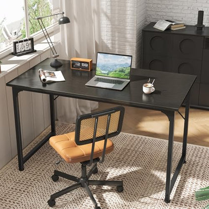 Huuger 48 Inch Office & Gaming Desk with Storage, Modern Simple Design, Large Legroom, Black Metal Frame - color: Black, size: 48inch
