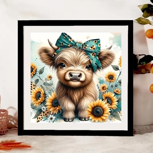 Diamond Art Painting Kits for Adults, Cow 5D Diamond Painting Dots Art Kits - color: JK525-A