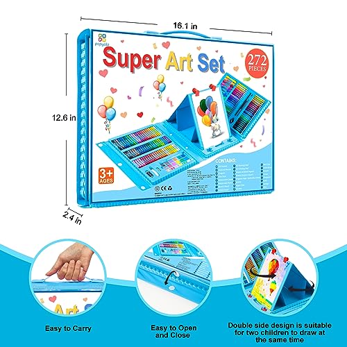 Art Supplies, 272 Pack Art Set Crafts Drawing Kit for Kids Girls Boys Teens - color: Blue