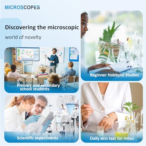 Microscope for Kids & Adults,40X-2000X Microscope with Phone Adapter & Slides Set,Suitable for Students School Lab and Home Education - color: black
