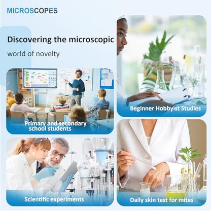 Microscope for Kids & Adults,40X-2000X Microscope with Phone Adapter & Slides Set,Suitable for Students School Lab and Home Education - color: black