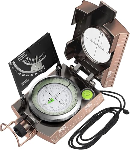 Proster Lensatic Sighting Compass IP65 Waterproof with Clinometer Bag - color: Bronze