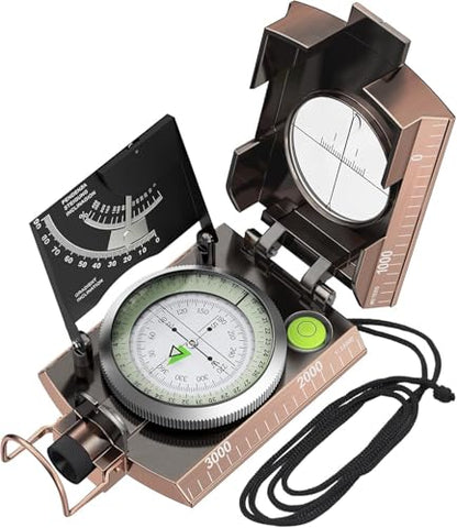 Proster Lensatic Sighting Compass IP65 Waterproof with Clinometer Bag - color: Bronze