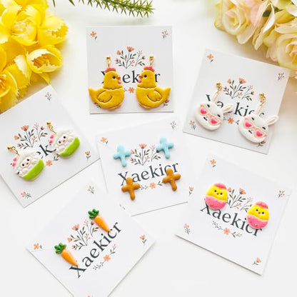 Easter Polymer Clay Cutters Set - 12pcs Sharp & Durable Bunny, Chick, Ice Cream & Egg Shapes for DIY Earring Jewelry Making, Soft Clay Crafts & Spring Holiday Supplies - color: 2K color