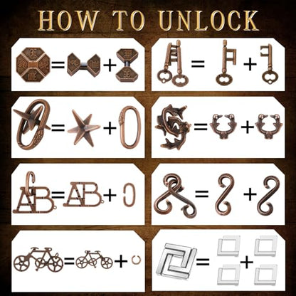 100 Pcs Metal Brain Teaser Puzzles Logic Game Set,Premium Style