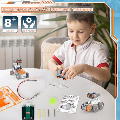 21 in-1 Solar Robot Building Kit STEM Gift for Kids 8-13, DIY Educational Science Robotics Toy Battery Solar Powered STEM Building Toy Set with 210 Pieces - size: 21 in 1