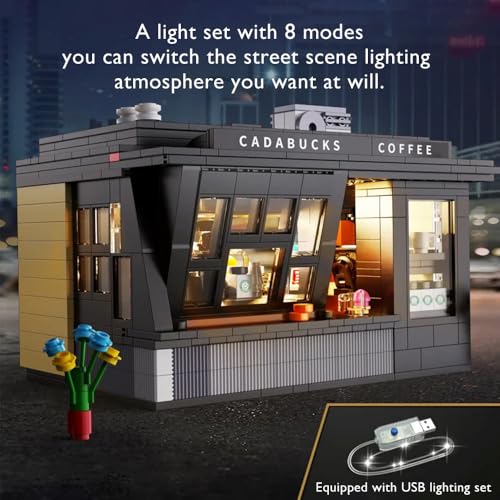 Coffee House - Building Blocks,768 PCS LED Street View Model for Adults - style: Coffee House