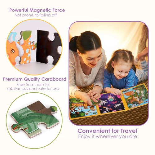Magnetic Jigsaw Puzzles for Kids Ages 4-6, 36-Piece Preschooler Travel Toys Animals and Space Puzzles Ages 3-5, Educational Learning Magnets, Ideal Road Trip Activities Toys for 3 4 5 6 Boys and Girls - color: 36 Pcs Animals