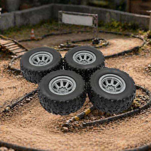 4PCS Toy Car Wheel Model Car Rubber Tire Wheels with Metal Shaft Round Rod Axles for RC Car Truck Robot DIY Model Toy Wheel Replace Parts (2.5x55mm) - style: 2.5x55mm