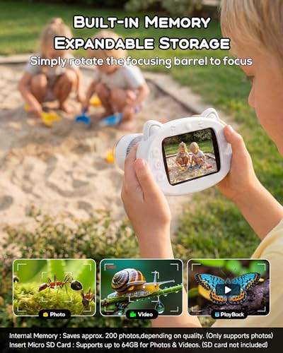Kids Microscope 1000X Magnification, 4K Digital Handheld Pocket Microscope with 2.4", Rechargeable STEM Learning Science Kit Outdoor Exploration Toy Gift for Children Age 4-12,White - color: white