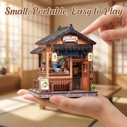Cutefun DIY Miniature House Kit, 103 Pcs 3D Wooden Puzzle Tiny House - color: Kagawa Udon House